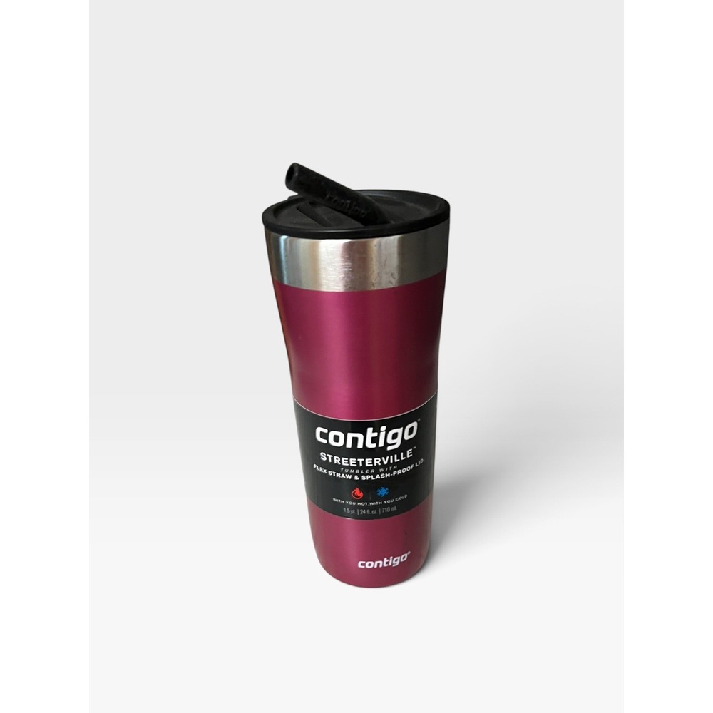 Contigo Streeterville Stainless Steel Tumbler with Plastic Straw  24OZ New